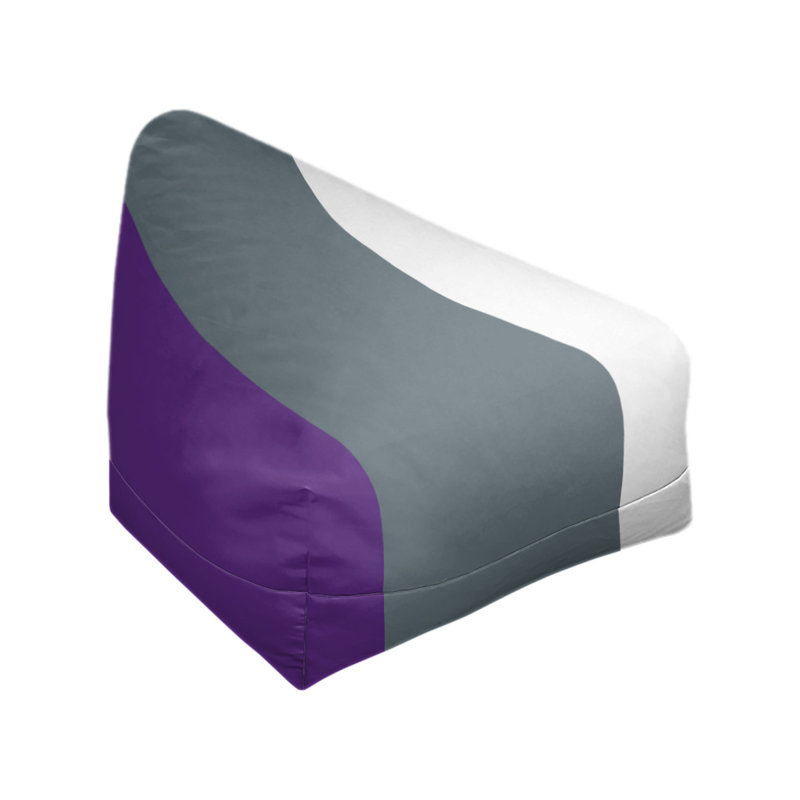 Sacramento Bean Bag Chair & Lounger, 27" x 27" x 30", Purple/Slate Gray/White