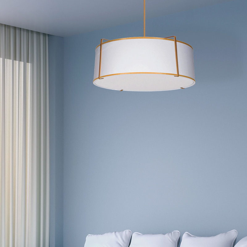 Tisdale 4-Light Chandelier, Laiton vieilli, Blanc / laiton vieilli