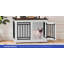 Meuble en bois pour cage de chien avec bols à nourriture double-1965337874