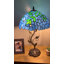 Lampe de table Meryem Tiffany avec vitrail bleu et feuilles vertes incluses Ampoules DEL H 24 po x l 14 po x P 14 po