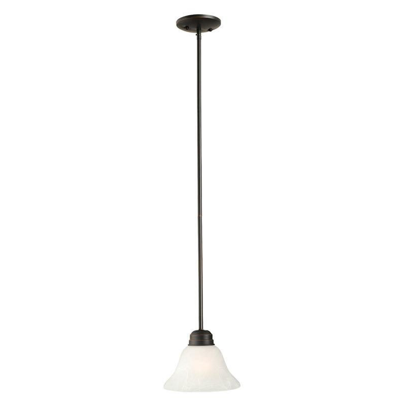 Luminaire suspendu conique à 1 lumière Kalona, Bronze huilé
