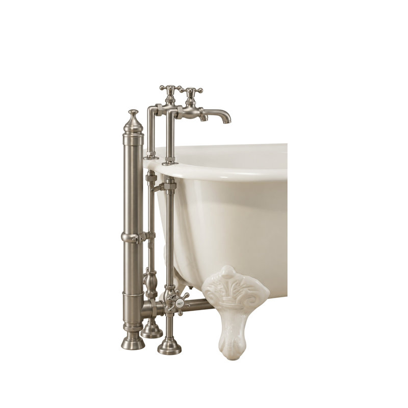 Robinet de baignoire P0819 avec poignée en croix et fixation sur la plage, Matte Nickel