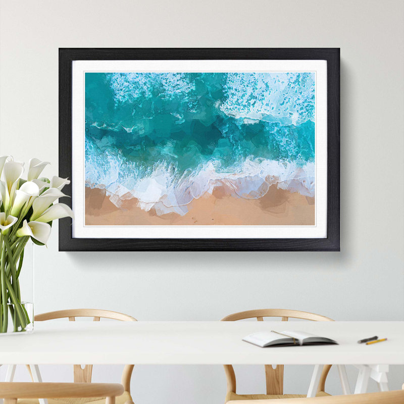Beach in Melbourne Australia in Abstract - Picture Frame Graphic Art Print, 27cm H x 36cm W x 2cm D, Black Framed