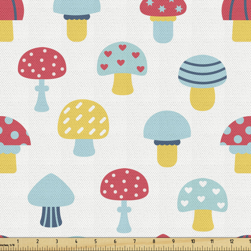 Charleene Repetitive Autumnal Forest Flora Cartoon Toadstool Illustration Multi-Purpose Fabric