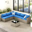 Ensemble de conversation modulaire pour patio en osier 6 personnes avec coussins-114902962-114902965