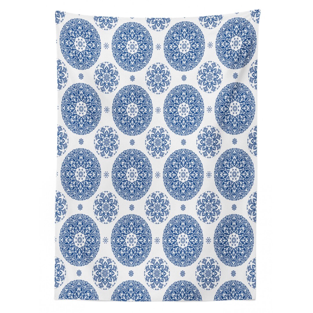 Tischdecke, Vintage Französisch Blau, Paisley, Blau Weiss