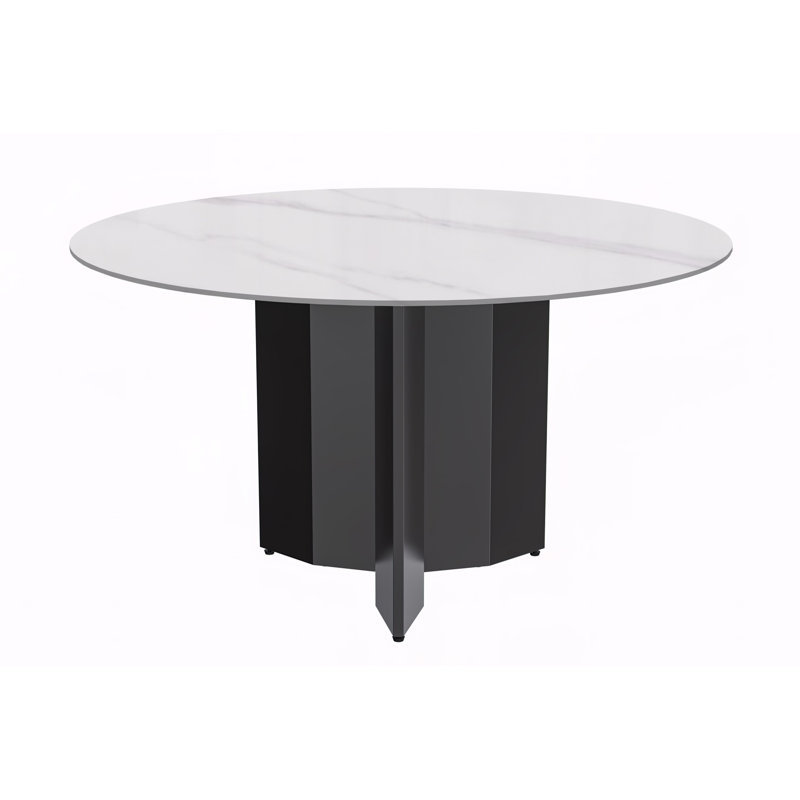 Table de salle à manger ronde Jabez, Blanc, H 29,5 po x l 60 po x P 60 po