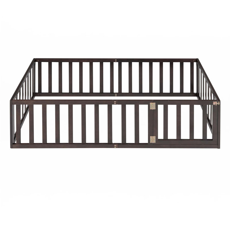 Wood Daybed Frame With Fence, Walnut, Twin