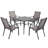 Patio 5-Piece Aluminum Dining Set with PVC-coated polyester Chairs and Umbrella Hole-519959753-519959755