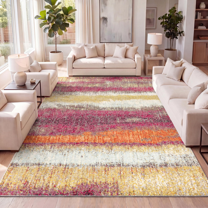 Tapis crème / rose Lasley, Rectangle 4pi x 6 pi