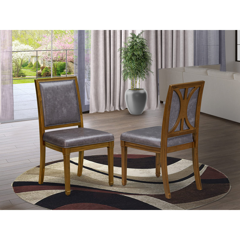 Ensemble de vaisselle 7 pièces avec 6 chaises en polyester et une table de cuisine, noyer antique, 2 pièces