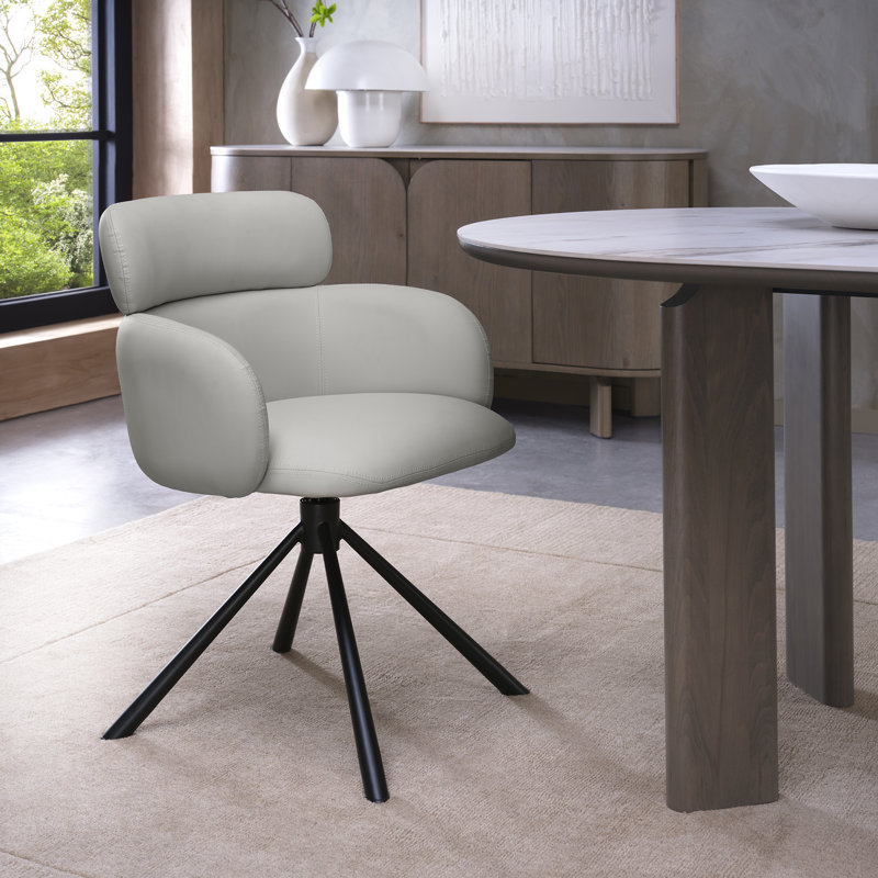 Amergin 360° RETURN SWIVEL CHAIR - FAUX LEATHER (SINGLE), Grey