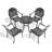 5-Piece Set Of Cast Aluminum Patio Furniture  With Black Frame And Red Seat Cushions(Same As W1710S00537)-1675629660