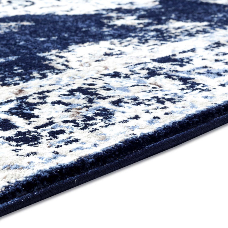 Tapis oriental bleu marine / ivoire, Rectangle 5 pi 3 po x 7 pi 3 po