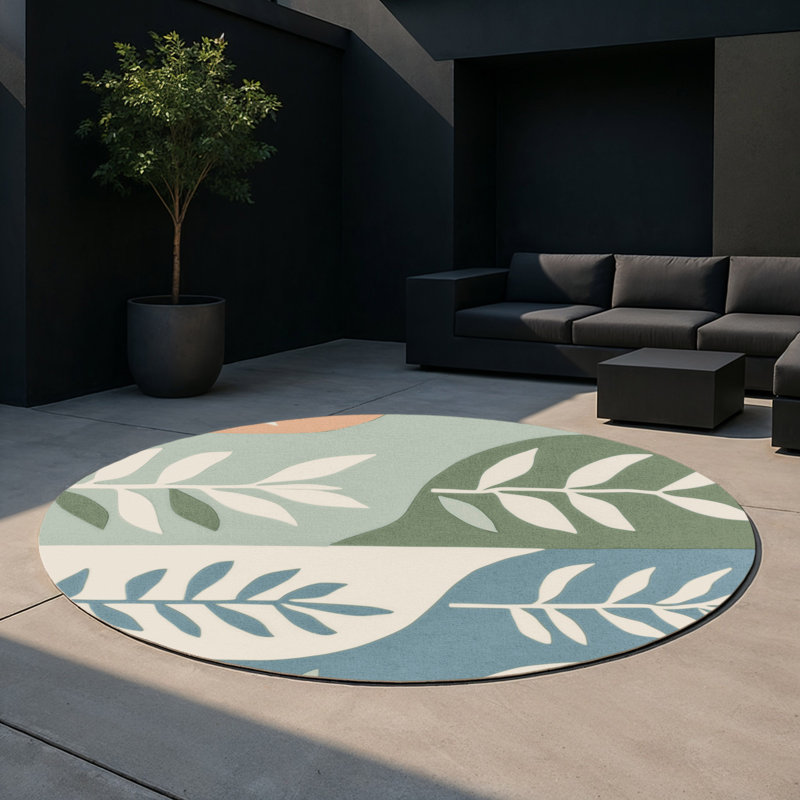 Soft Bloom Indoor And Outdoor Area Rug, Round 5'