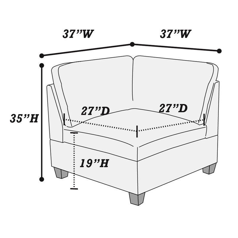 Fauteuil modulaire en tissu chenille gris - 2 pièces, structure en bois pour une construction confortable et stable