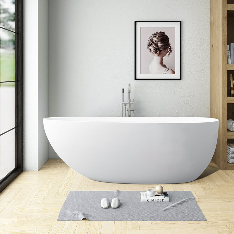 59'' x 33.5'' Freestanding Soaking Solid Surface Bathtub