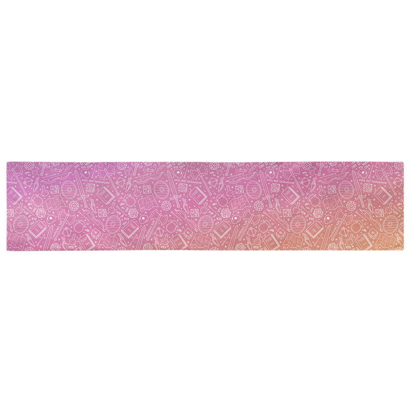Chemin de table géométrique avicia, 90 po x 16 po, Rose / dégradé orange, Polyester