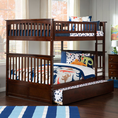 Blaisdell Solid Wood Standard Ladder Bunk Bed with Roll Out Trundle