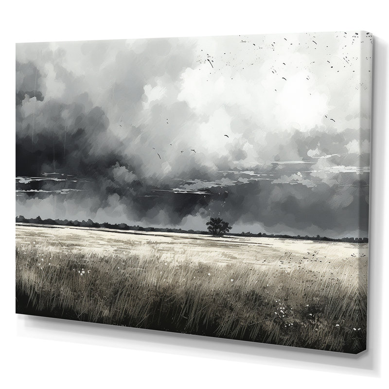 «Gray Storm Meadow Charm», reproduction sur toile, Toile tendue, H 34 po x l 44 po x P 1,5 po