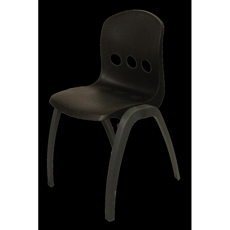 Stacking Patio Dining Side Chair, Black, Black