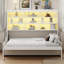 Grand lit escamotable avec canapé escamotable grand format, tablettes de rangement intégrées, lumière DEL, beige