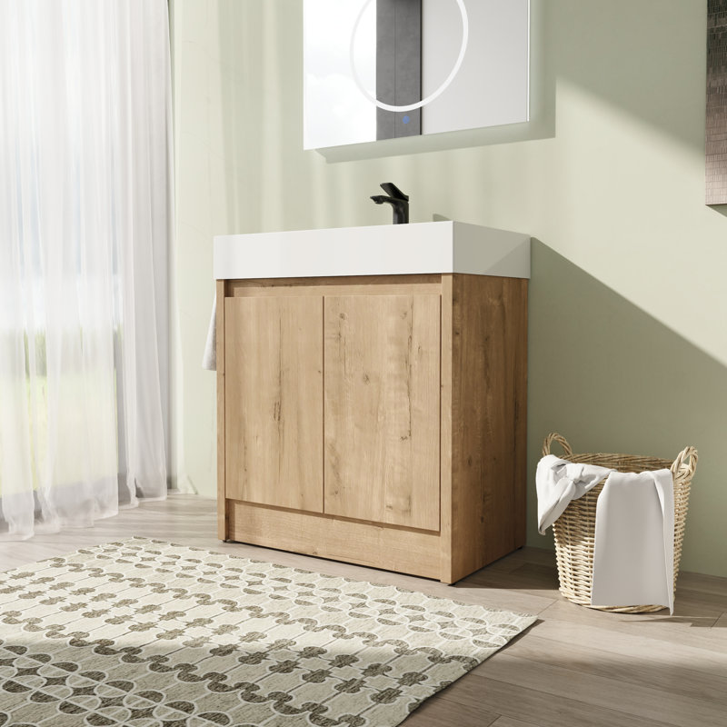 Joandre 29.57'' Single Bathroom Vanity with Resin Top