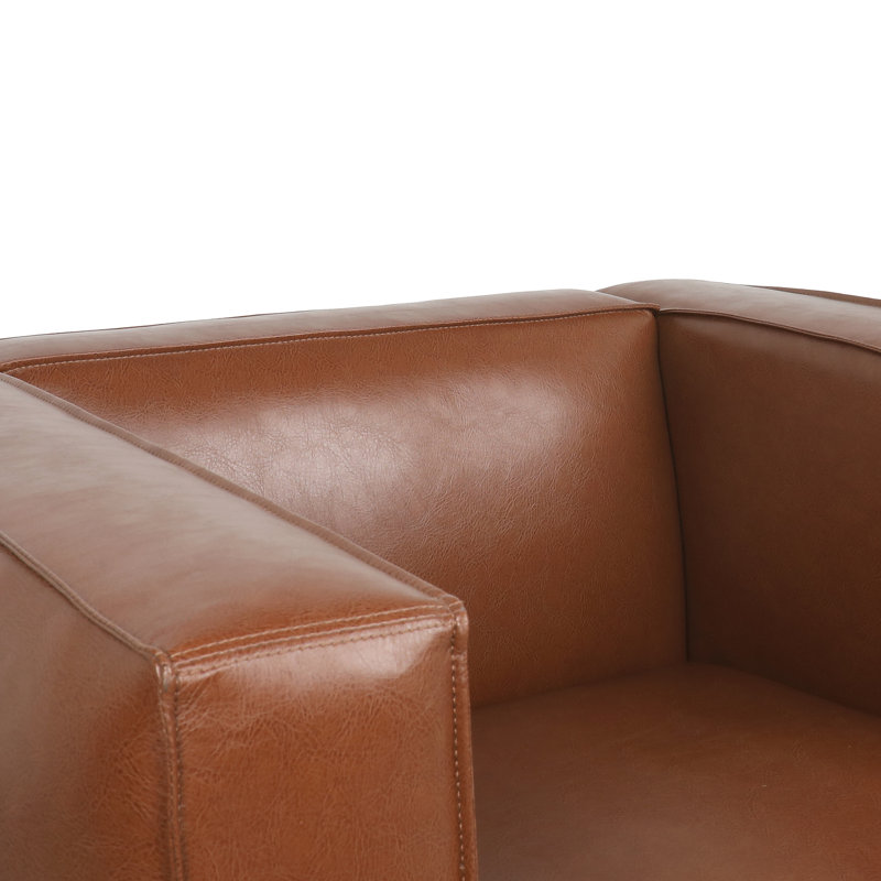 Fauteuil club Suheil, Similicuir cognac