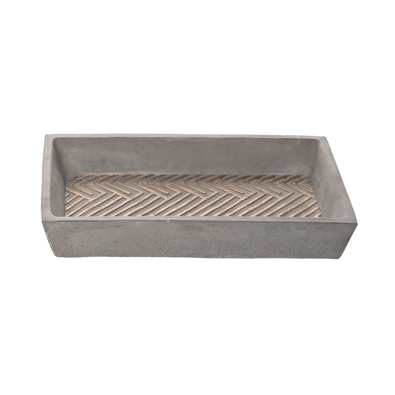 VIP Cement 9.5 in. Gray Herringbone Tray