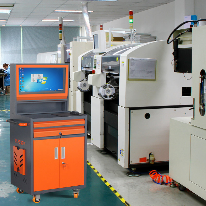 Armoire d'ordinateur portable mobile + poste de travail industriel en acier pour les ateliers