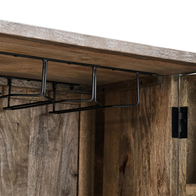 Viva Solid Wood Bar, Iron/Beige/Black