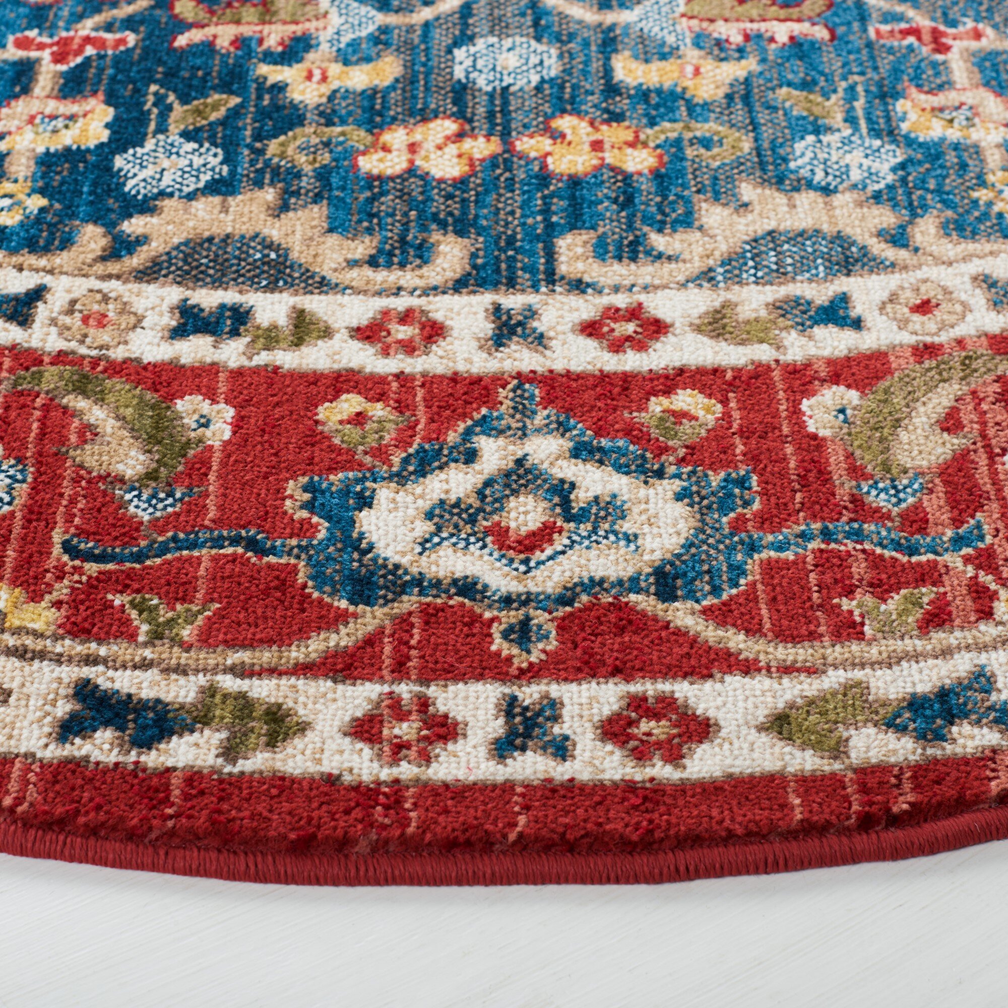 Camille Oriental Red/Navy Area Rug Lauren Ralph Lauren Rug Size: Round 6'7