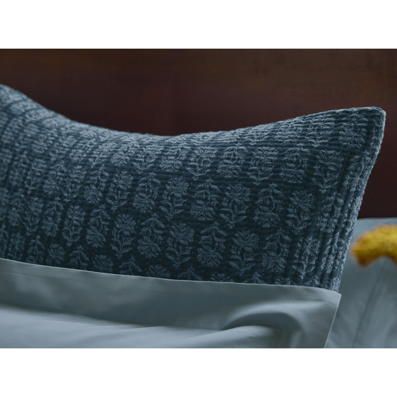 Mirada Organic Matelasse Sham, Midnight Indigo Chrysanthemum