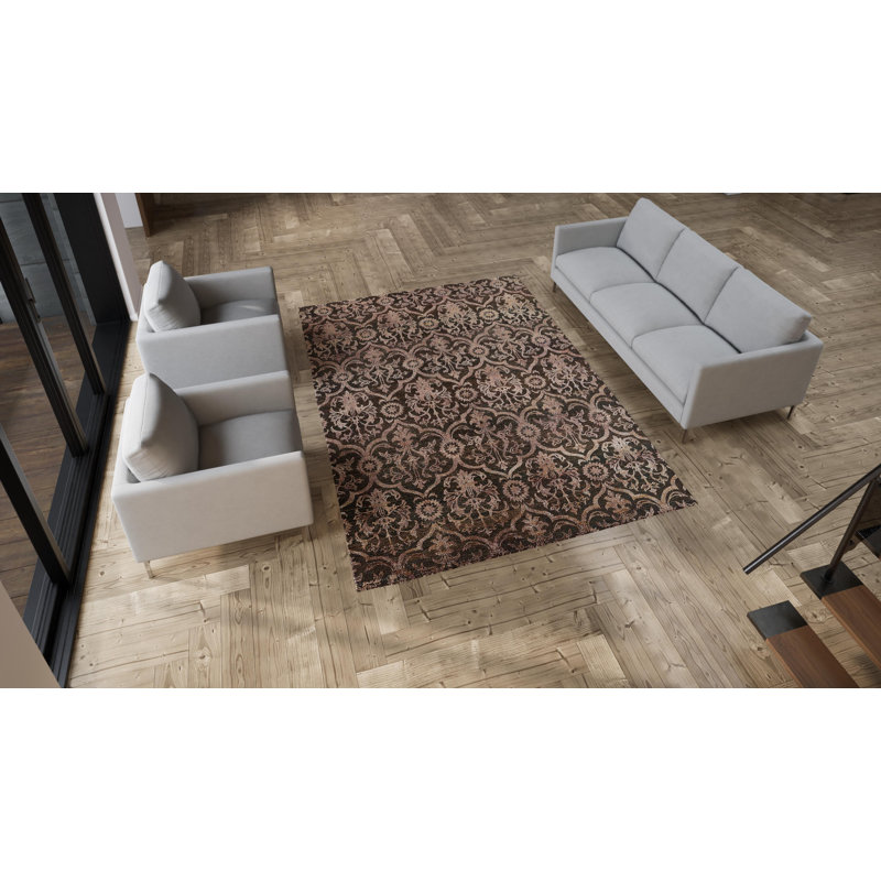 Brown Alchemy Transitional Wool Silk Blend Rug - 7'10" x 10'