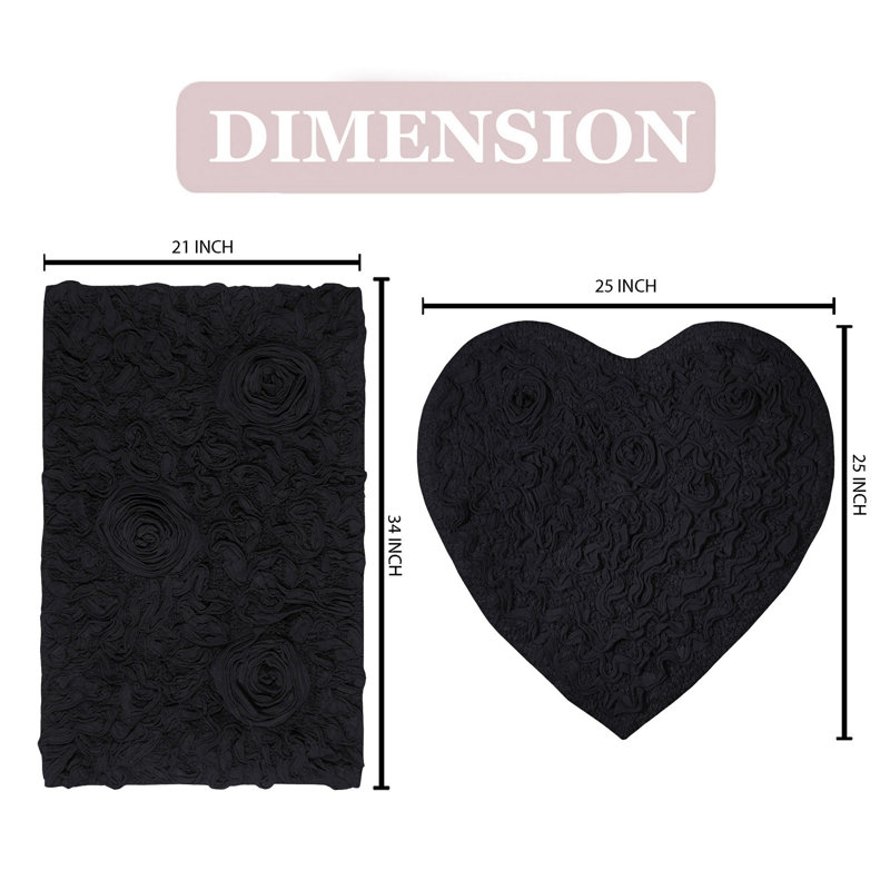 Freida 2 Piece Bath Rug Set, Black