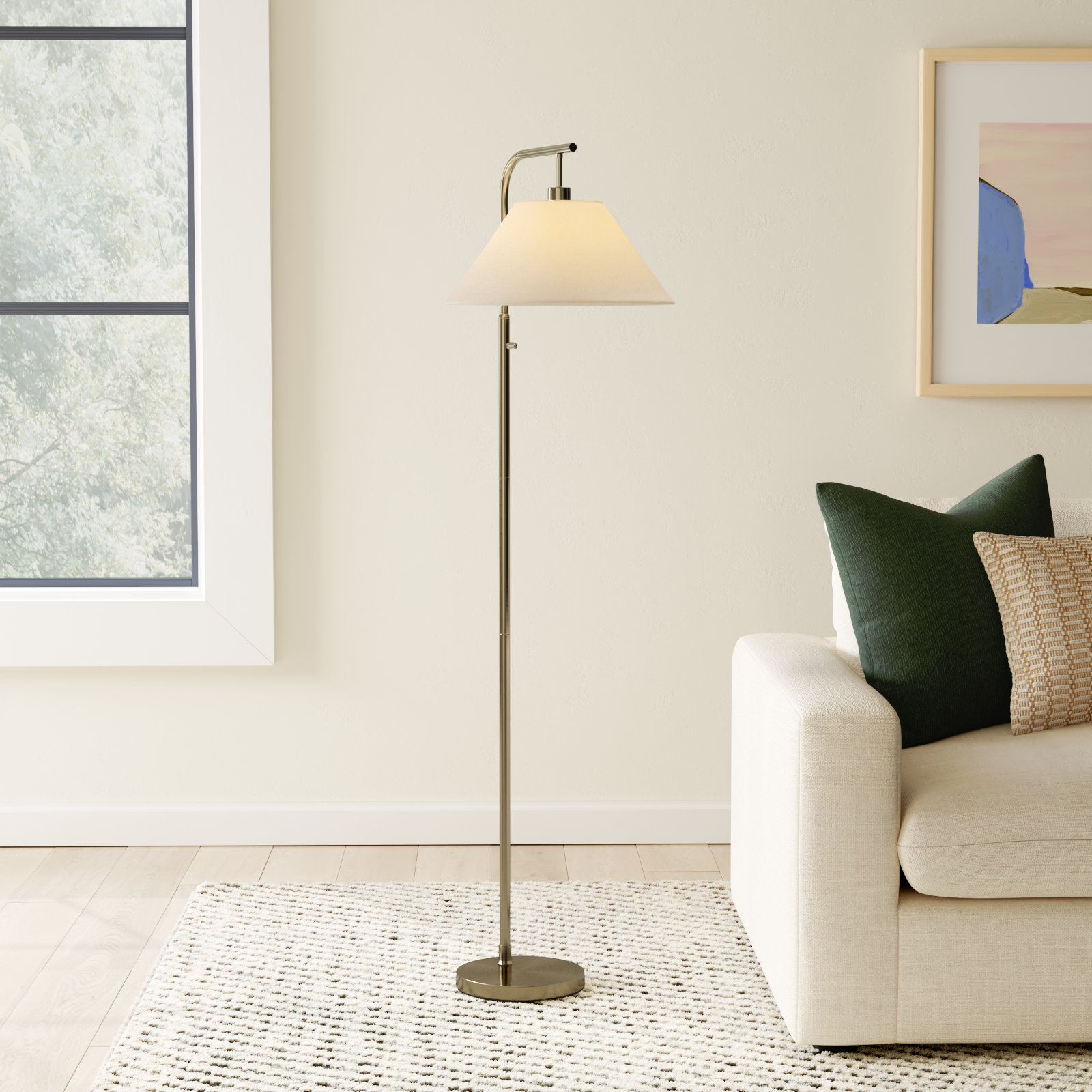 Westwick 58'' Floor Lamp, Antique Brass, White