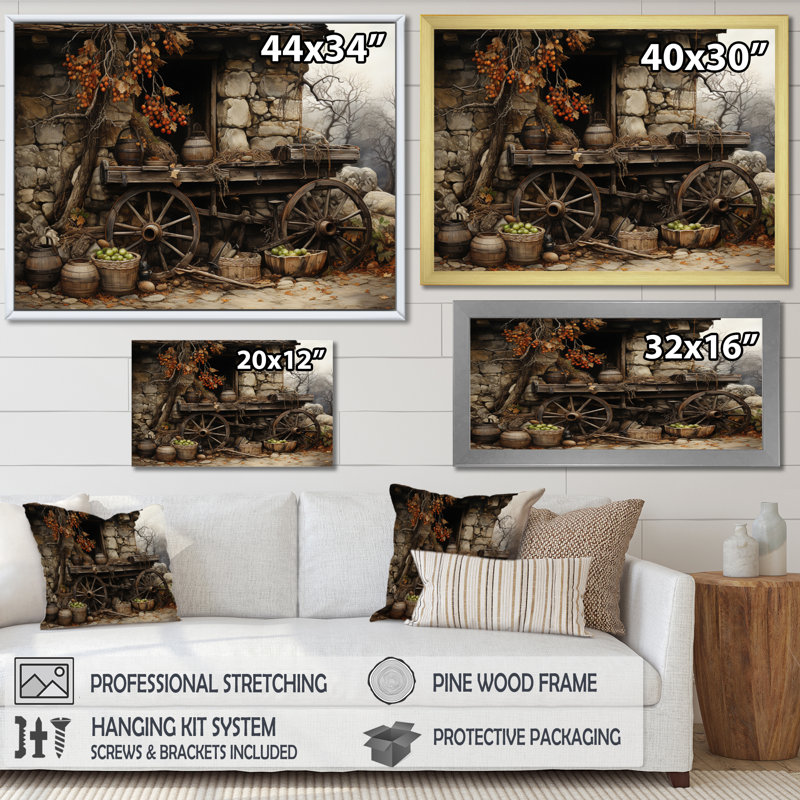 «Old Cart Cart Chronicles», reproduction sur toile, Cadre flottant noir, H 30 po x l 40 po x P 1,5 po