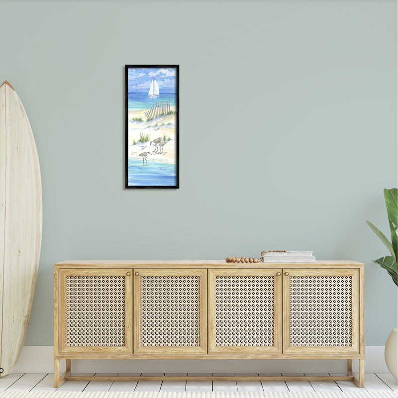 «Beachside Coastal Sandpiper Birds» par Paul Brent - impression sur bois, H 30 po x l 13 po x P 1,5 po