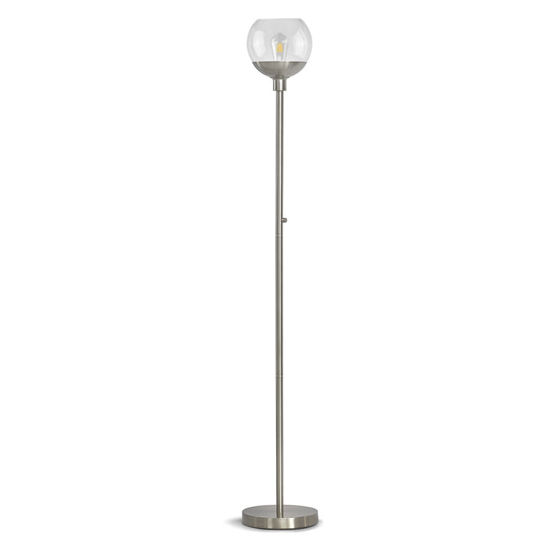 Torchère à DEL 71 po Eveana, Nickel brossé, Transparent