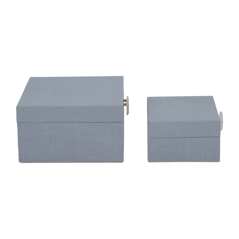 Sagebrook Home Fawn Sophisticated Set of Two Decorative Boxes - MDF, Velvet Lining, and Metal Accents for Elegant Home Storage Solutions