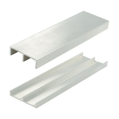 Rail de porte coulissante en aluminium pour panneaux de porte en verre ou en bois de 3/4 po Outwater Industries | Ensemble de rail supérieur et inférieur de 4 pieds