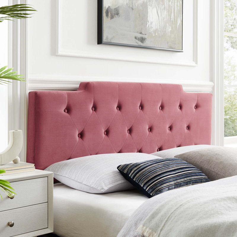 Juliet Tufted Performance Velvet Headboard, Dusty Rose, King