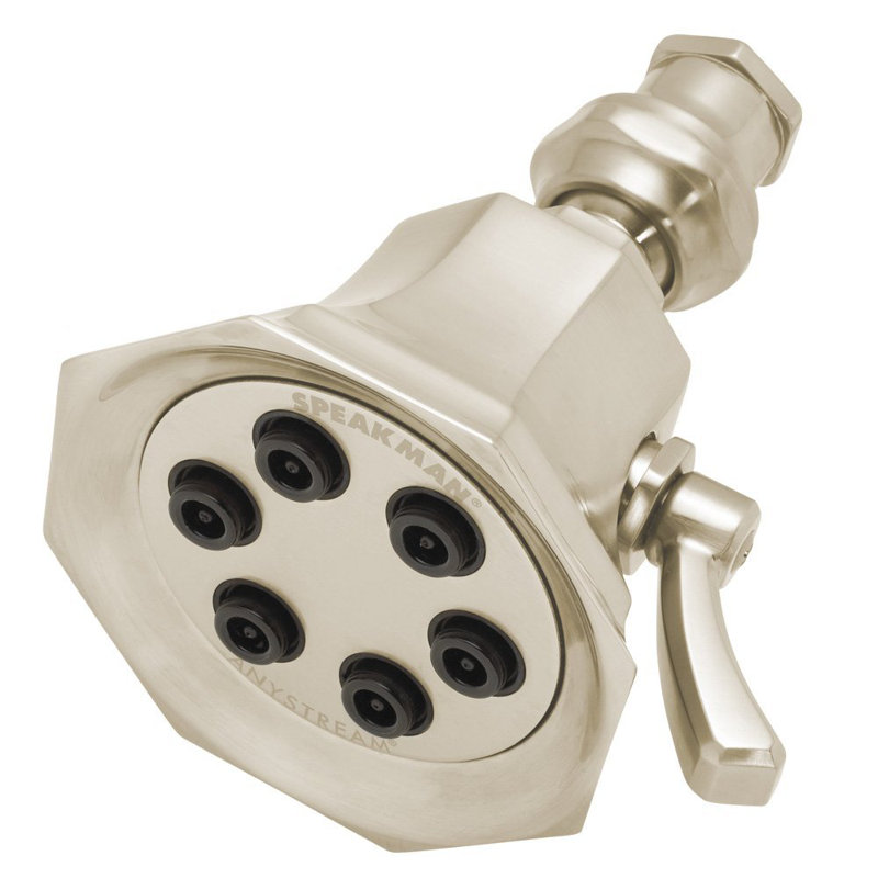 6 Jet Multi Function Adjustable Shower Head, Brushed Nickel, 2.5 GPM