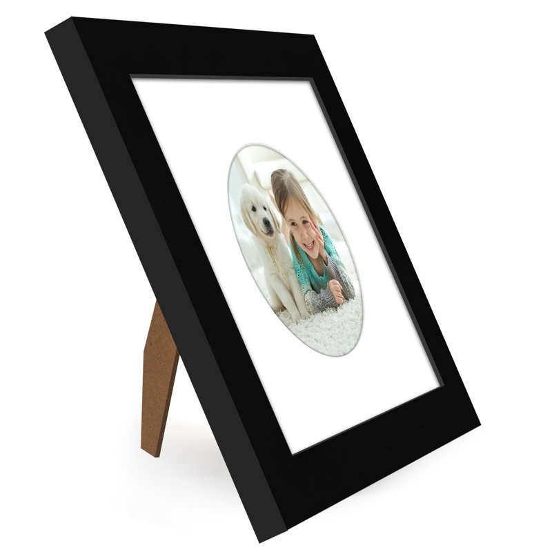 Cadre photo avec tapis de forme ronde - idéal pour toute pièce, salon, dortoir, 6 po x 6 po, Noir