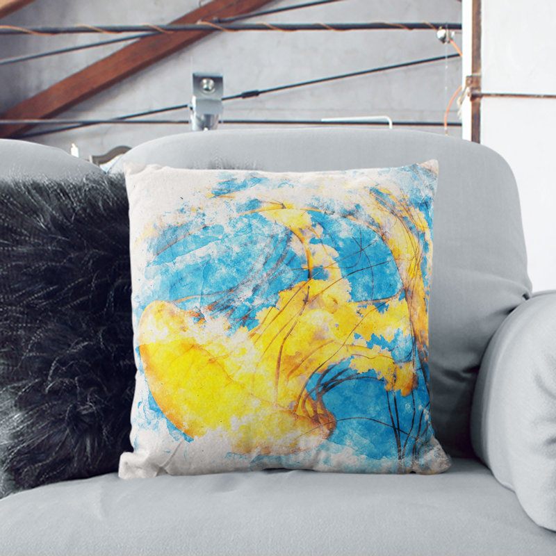 Jellyfish Cushion with Filling, 40cm H x 40cm W x 15cm D, White
