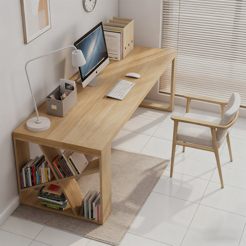 Bureau rectangulaire en bois massif Burlywood, H 29,53 po x l 55,12 po x P 27,56 po