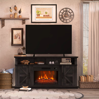 Boyle 58" Farmhouse TV Stand For TV Up To 65" With Electric Fireplace by Laurel Foundry Modern Farmhouse