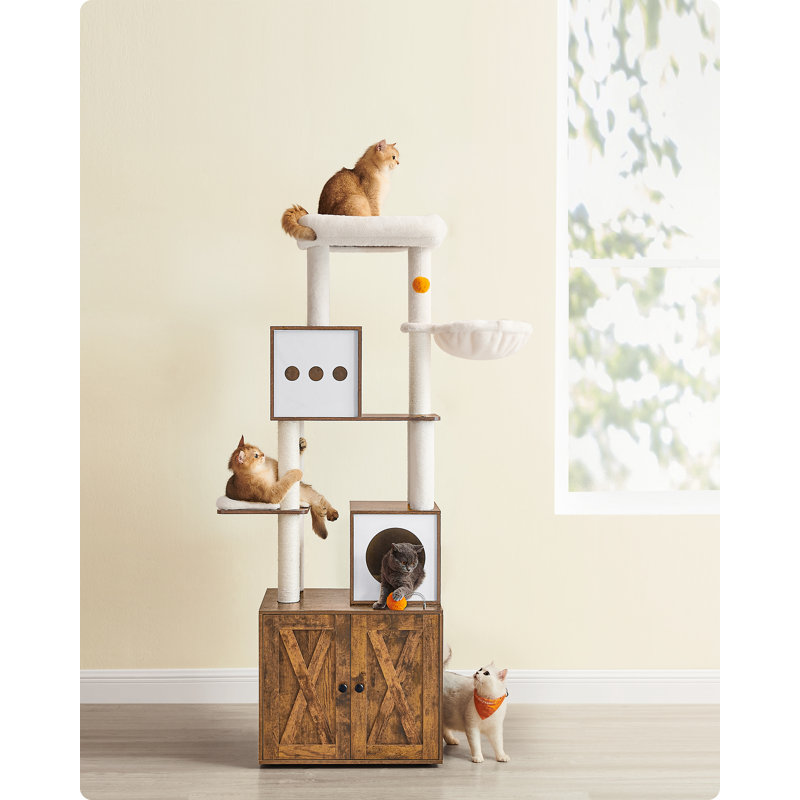 185cm H Cat Tree, Rustic Brown