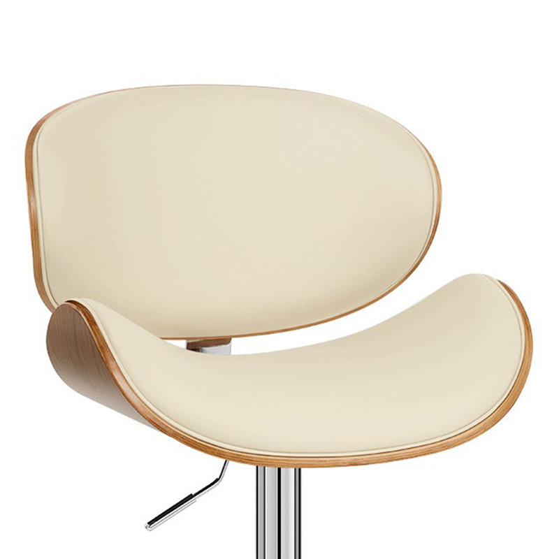 Brennan Swivel Upholstered Adjustable Height Counter Stool with Metal Frame, Chrome/Cream