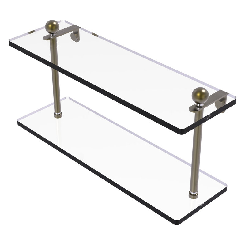 Morosini 2 Piece Tiered Shelf, Antique Brass, 16"
